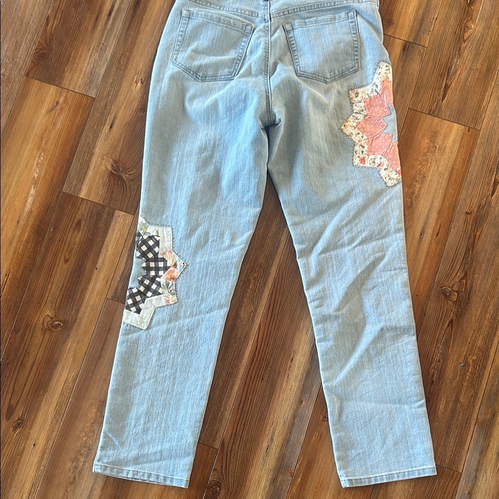 Gloria Vanderbilt Light Blue Patchwork Straight L… - image 4